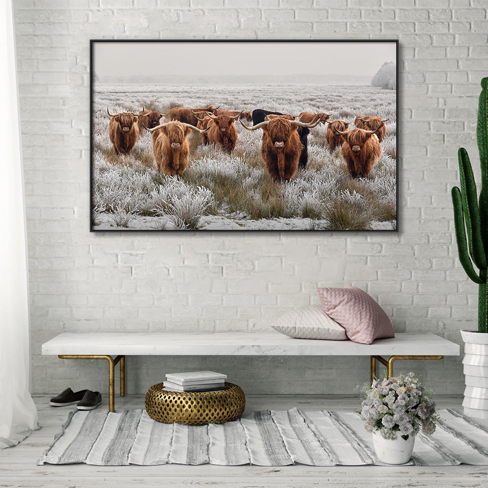 Nordic Minimalism Pastoral Highland Cattle Modern Decorative Picture