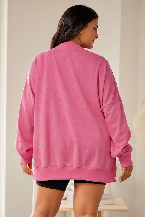 Plus Size Santa Sequin Round Neck Sweatshirt