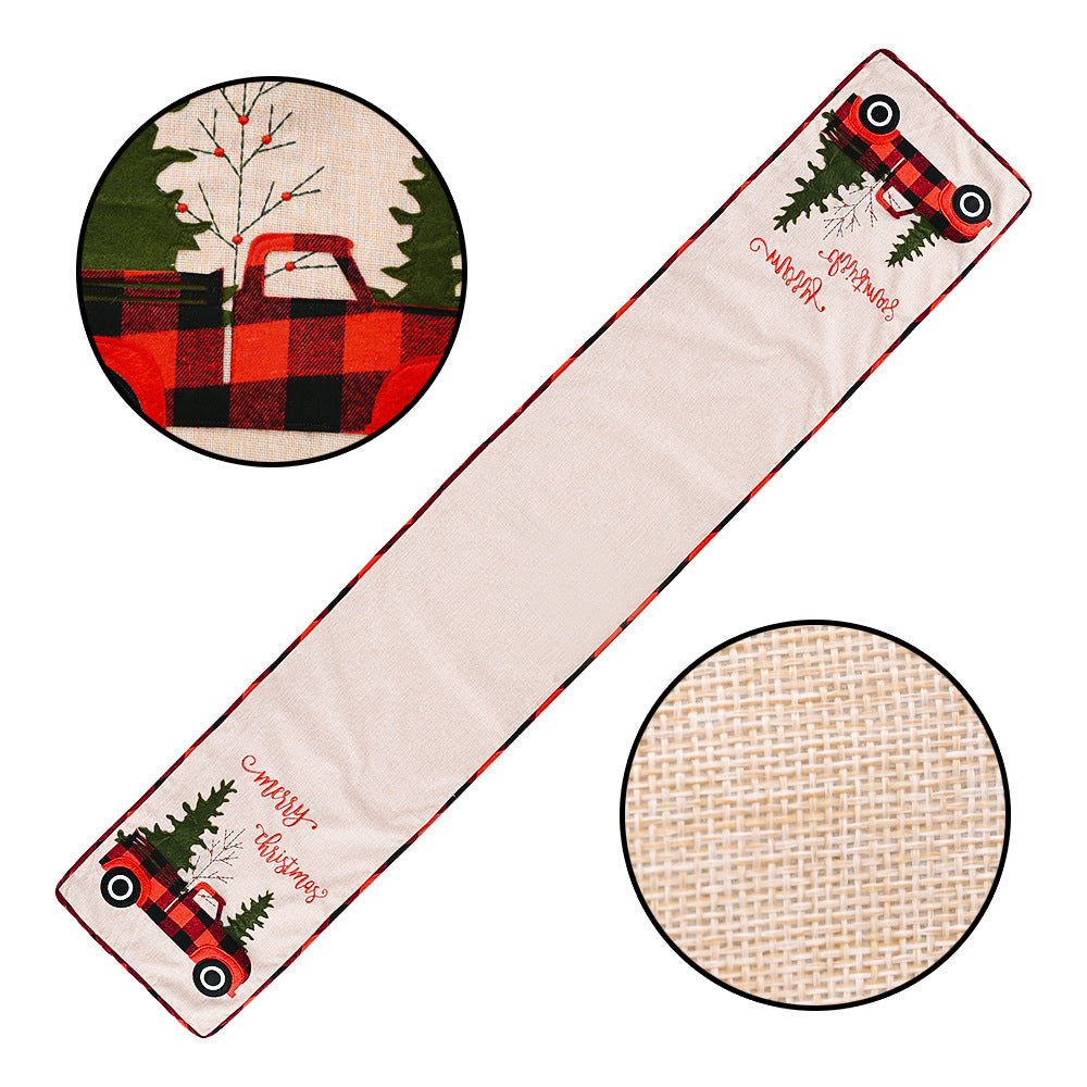 Red Truck Buffalo Plaid Table Runner