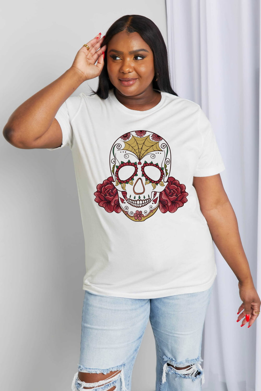 Simply Love Full Size Skull Graphic Cotton Tee