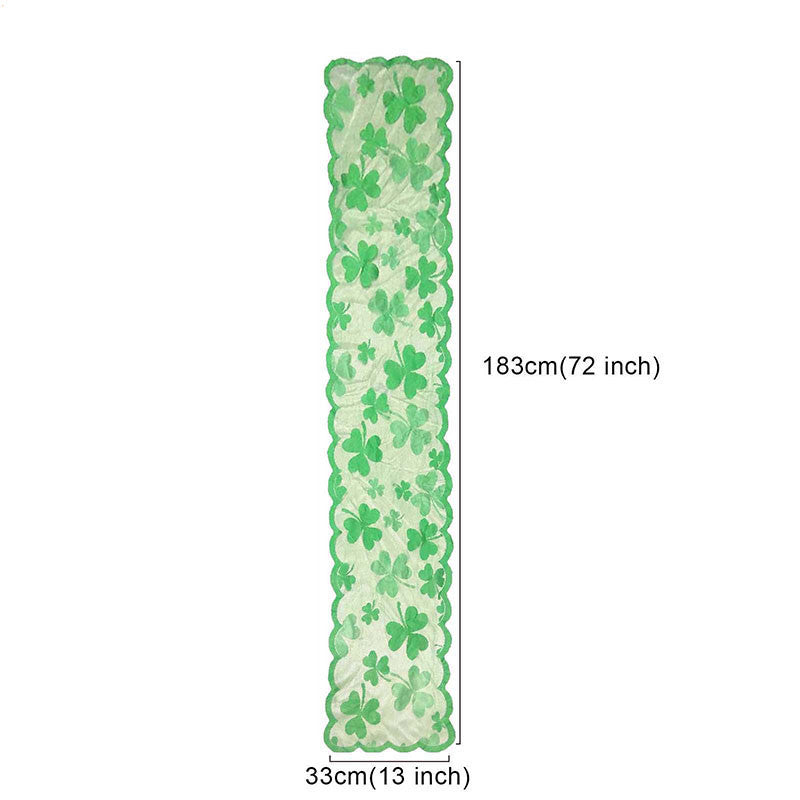 Green Doily Irish Festival Shamrock Table Runner