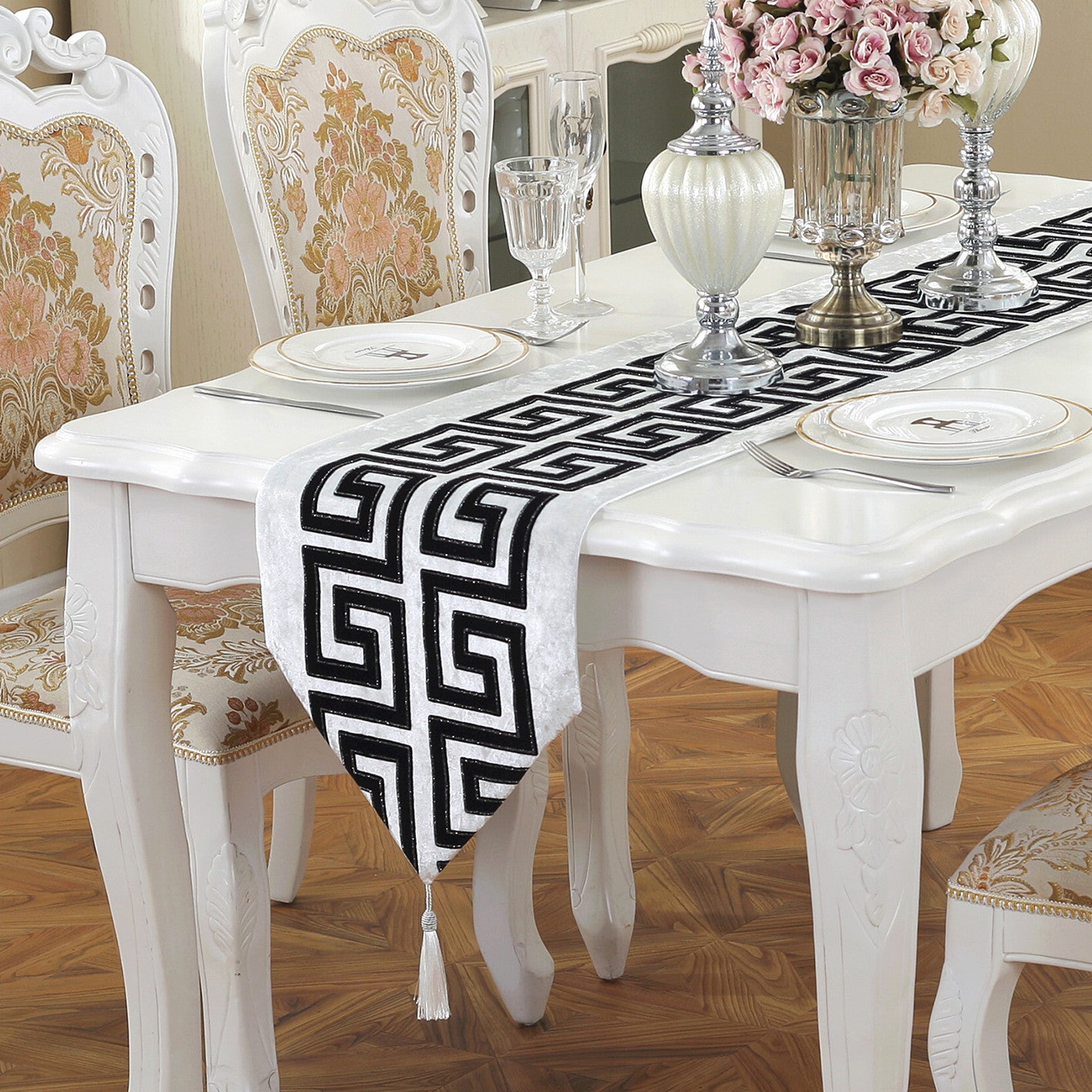 Black And White Coffee Table Cloth Table Runner