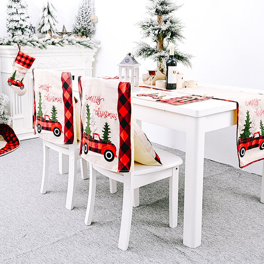 Red Truck Buffalo Plaid Table Runner