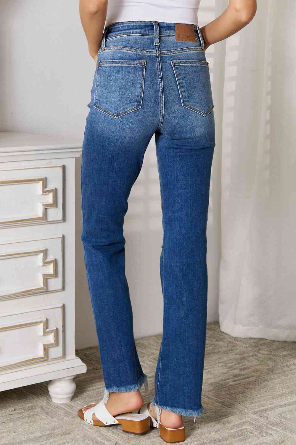 Judy Blue Full Size Distressed Raw Hem Jeans The Kristie