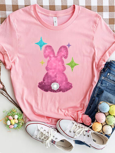 Rabbit Round Neck Short Sleeve T-Shirt