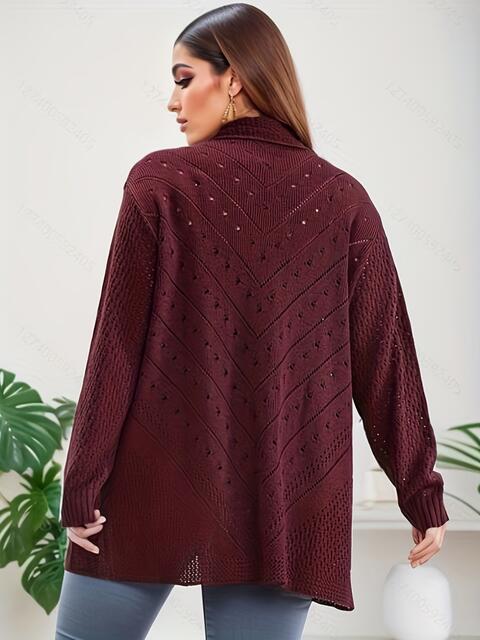 Plus Size Open Front Openwork Cardigan