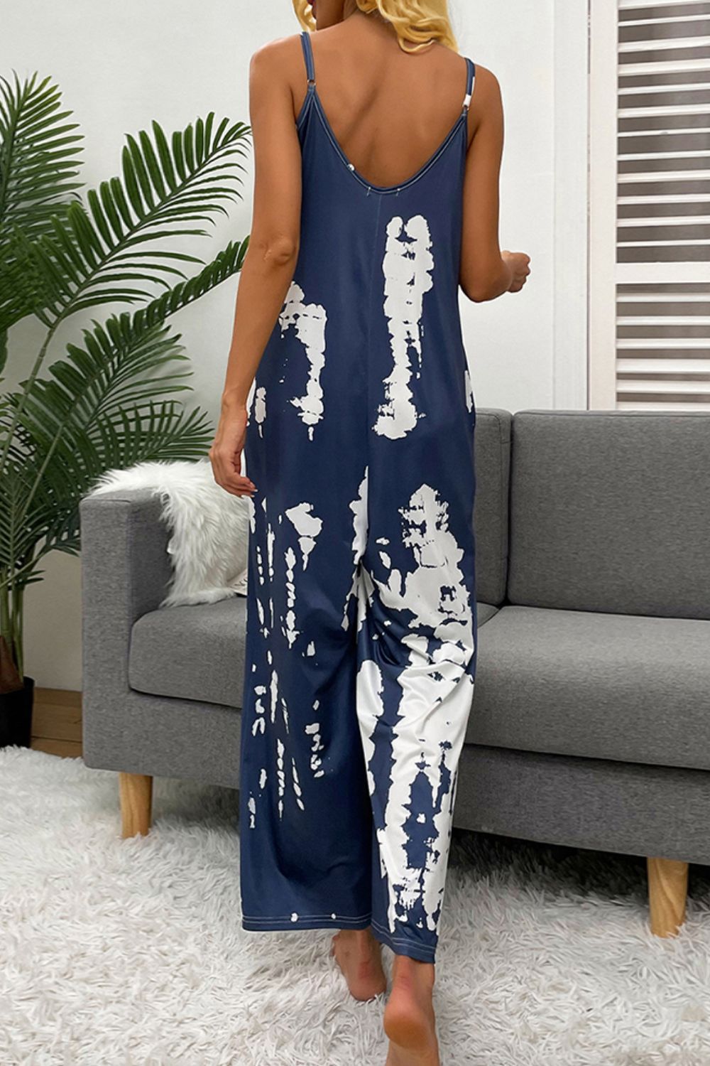 Romper Tie-Dye Spaghetti Strap Jumpsuit with Pockets