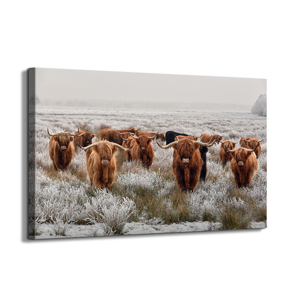 Nordic Minimalism Pastoral Highland Cattle Modern Decorative Picture