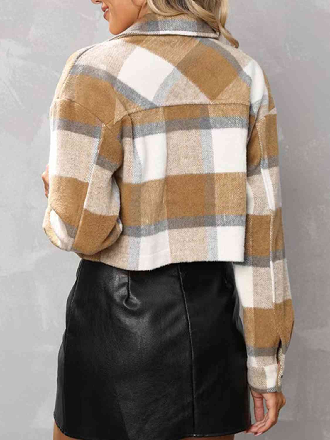 Plaid Collared Neck Button Down Jacket