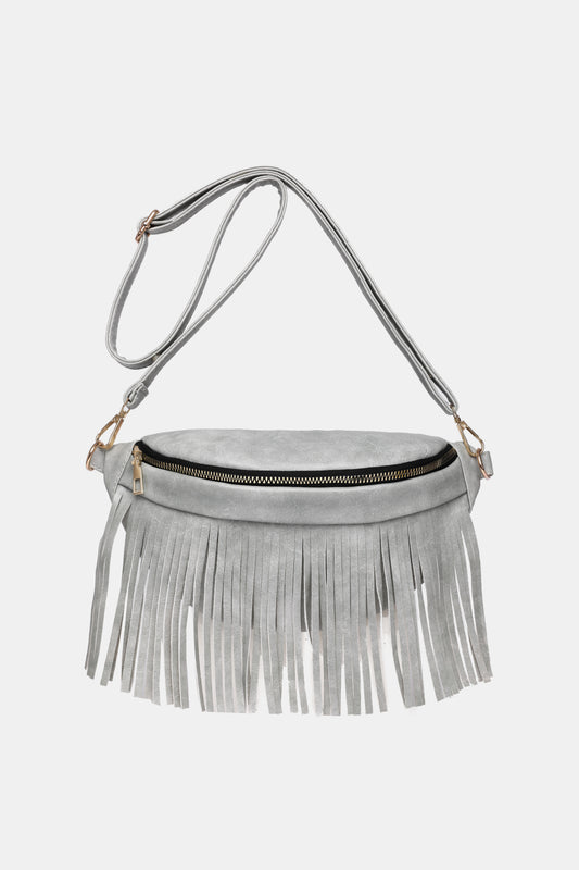 Fringed PU Leather Sling Bag