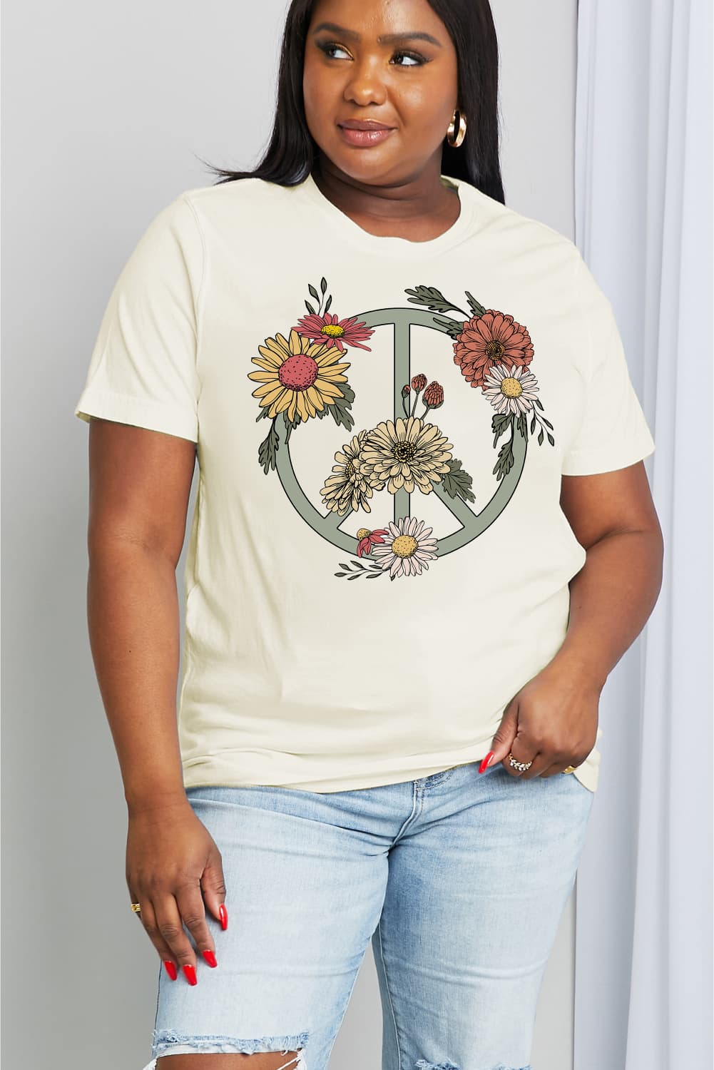 Simply Love Full Size Flower Graphic Cotton Tee