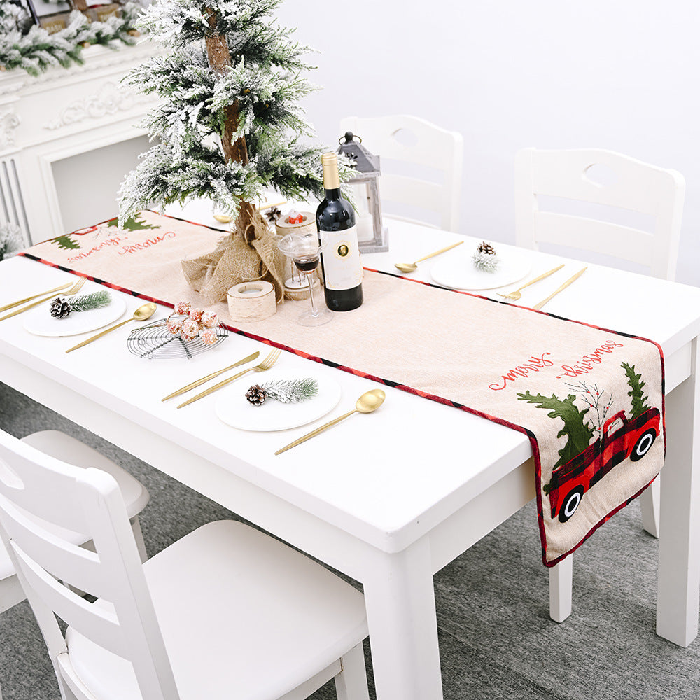 Red Truck Buffalo Plaid Table Runner