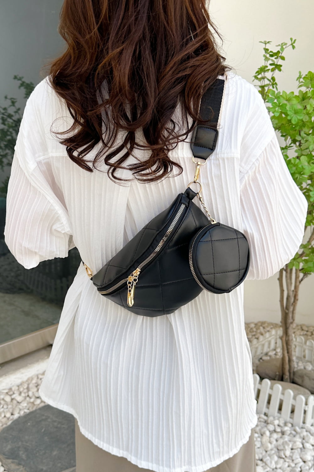 PU Leather Sling Bag with Small Purse