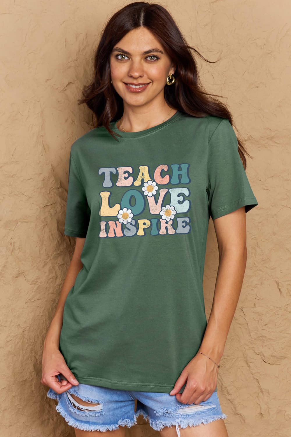 Simply Love Full Size TEACH LOVE INSPIRE Graphic Cotton T-Shirt