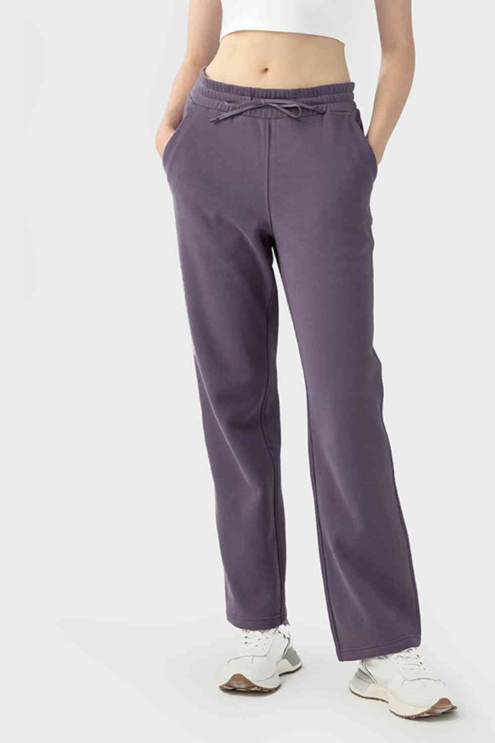 Drawstring Waist Sports Pants with Pockets