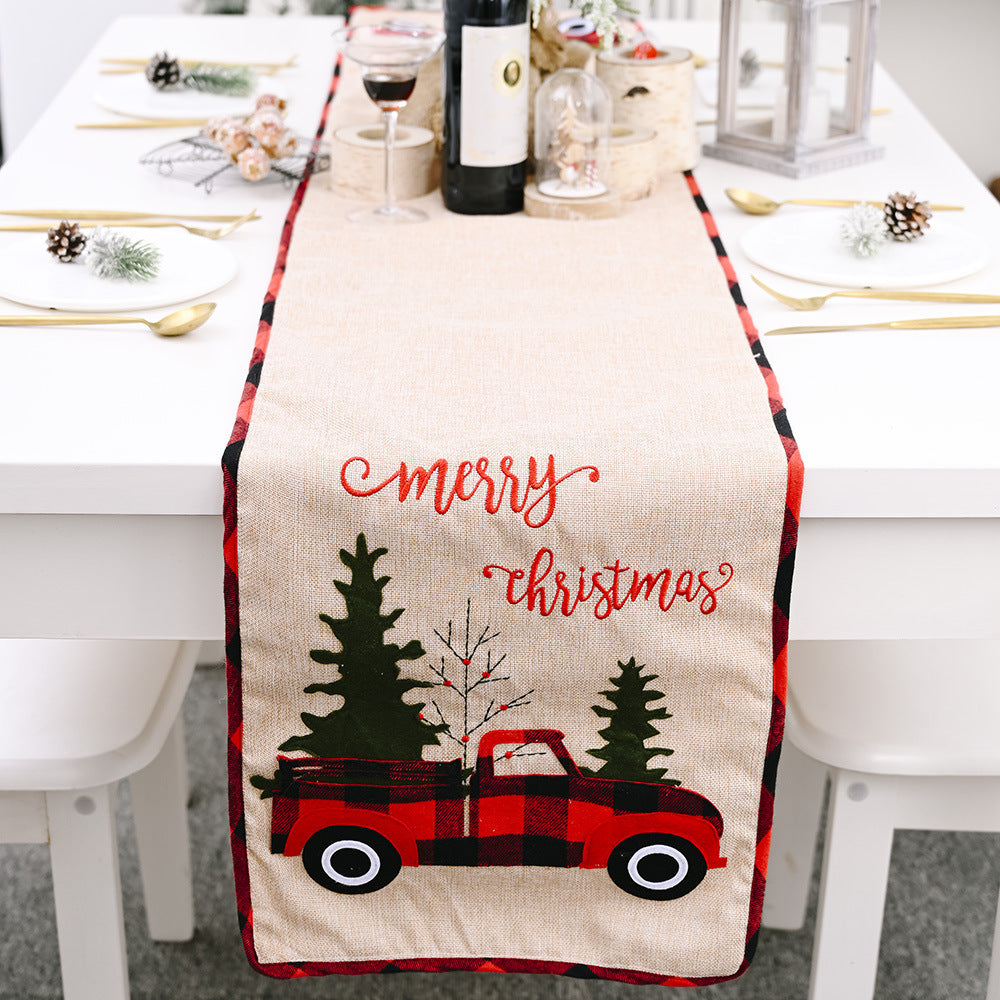 Red Truck Buffalo Plaid Table Runner