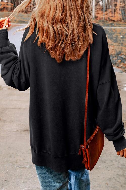 Sequin Nutcracker Long Sleeve Slit Sweatshirt