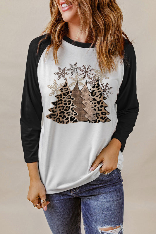 Christmas Tree Graphic Round Neck T-Shirt