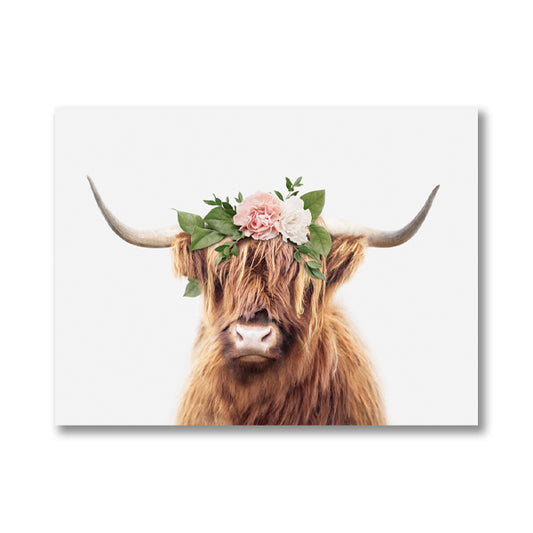 Highland Cows Canvas Painting Girl Art Nordic Poster