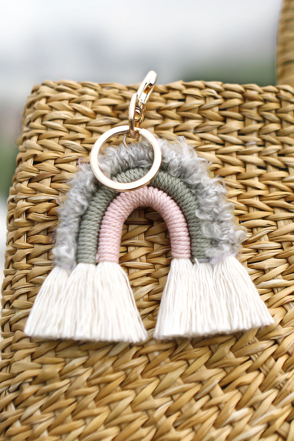 Fringe Trim Rainbow Key Chain