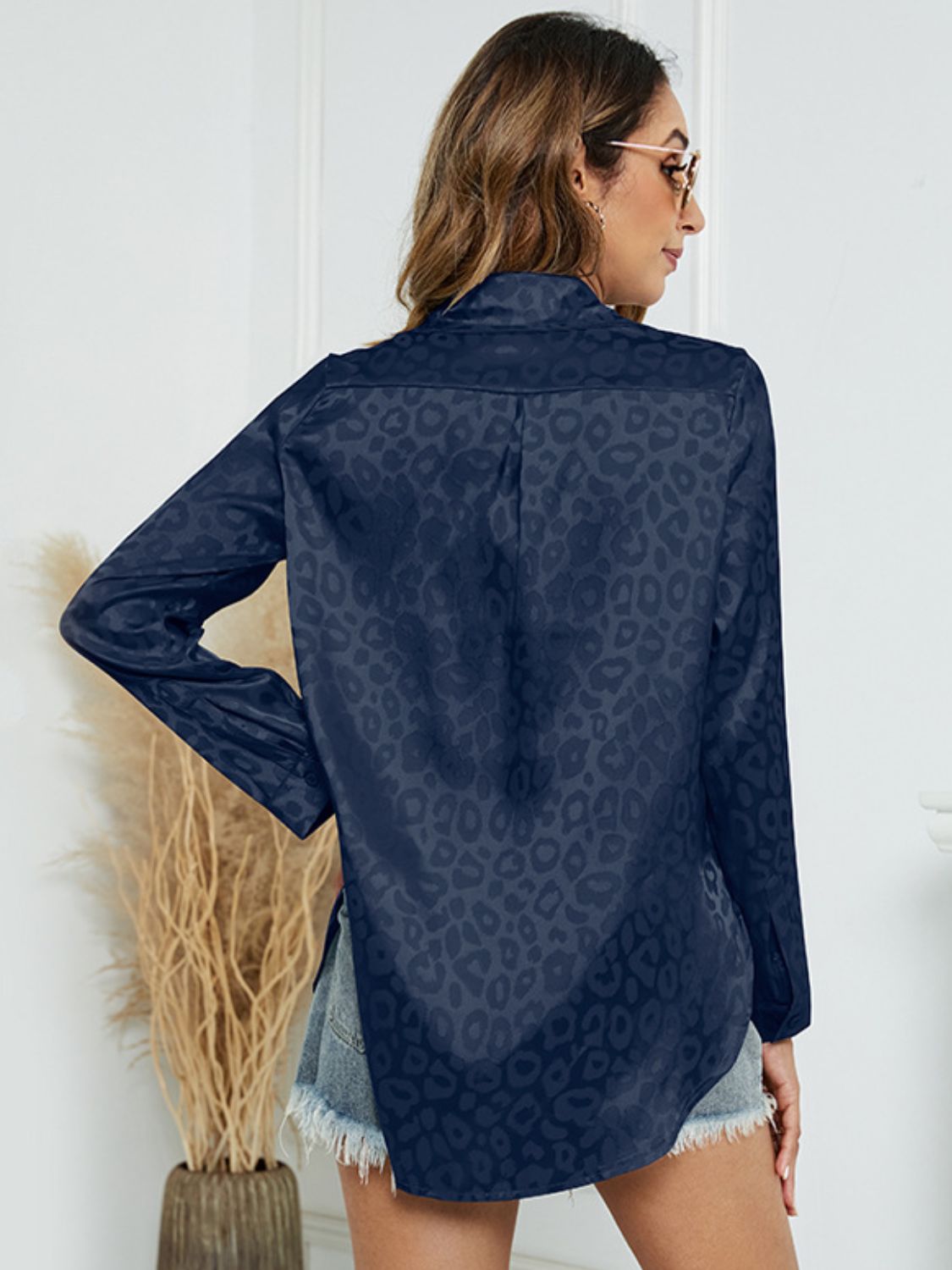 Printed Long Sleeve Collared Neck Shirt