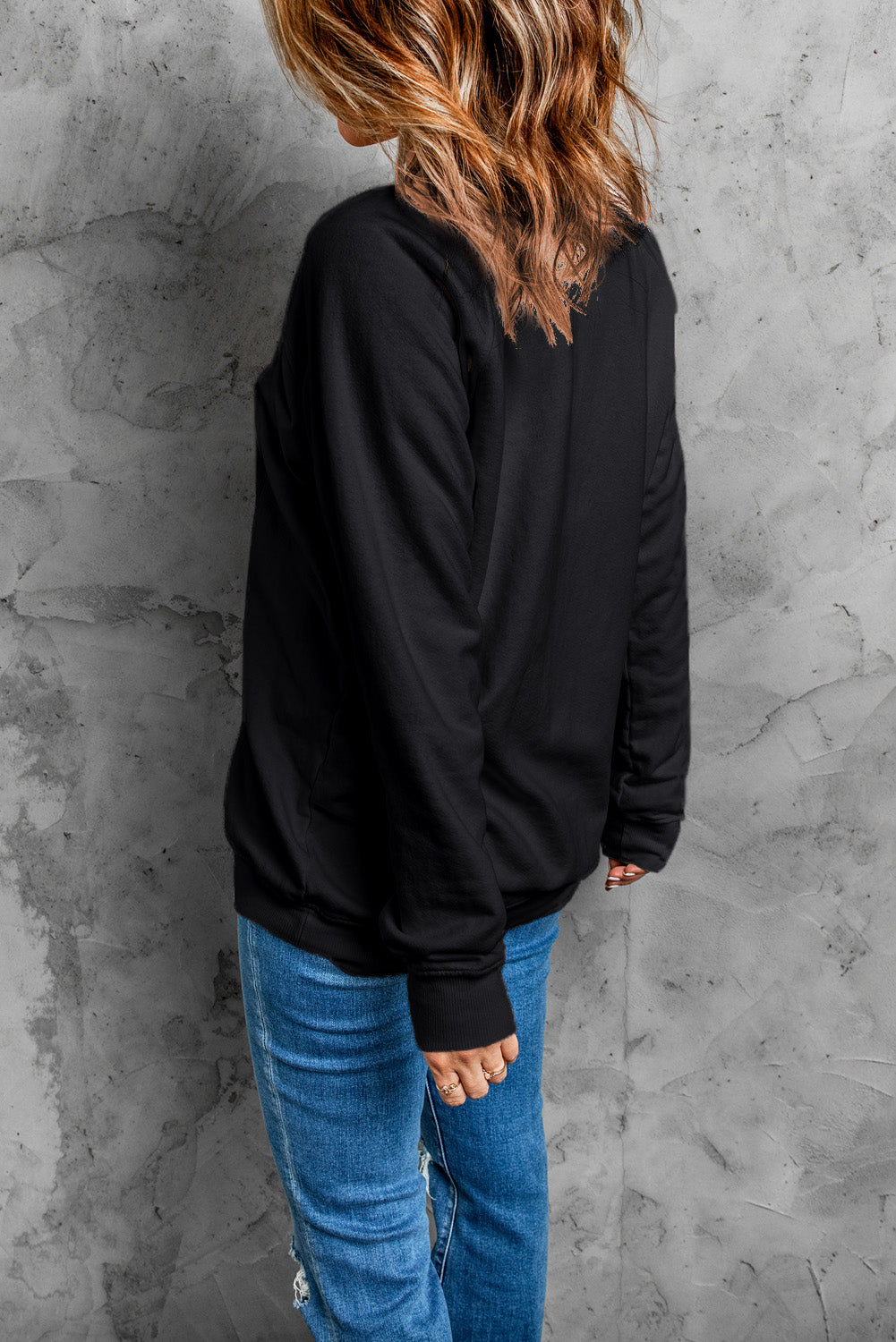 Letter Graphic Round Neck Sweatshirt