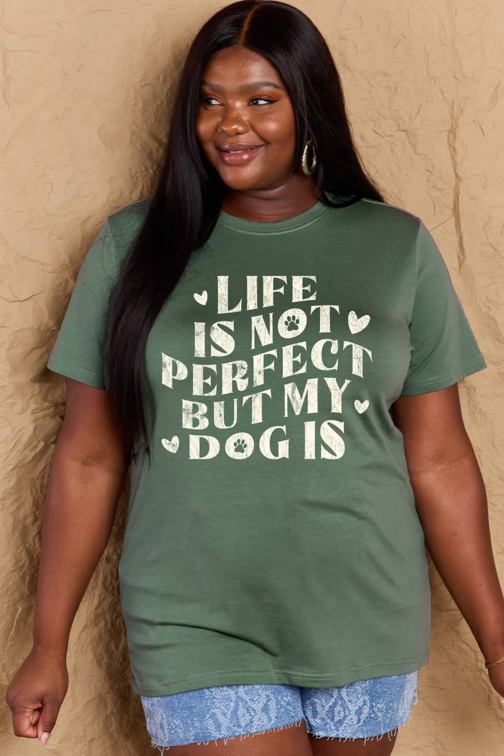 Simply Love Full Size Dog Slogan Graphic Cotton T-Shirt