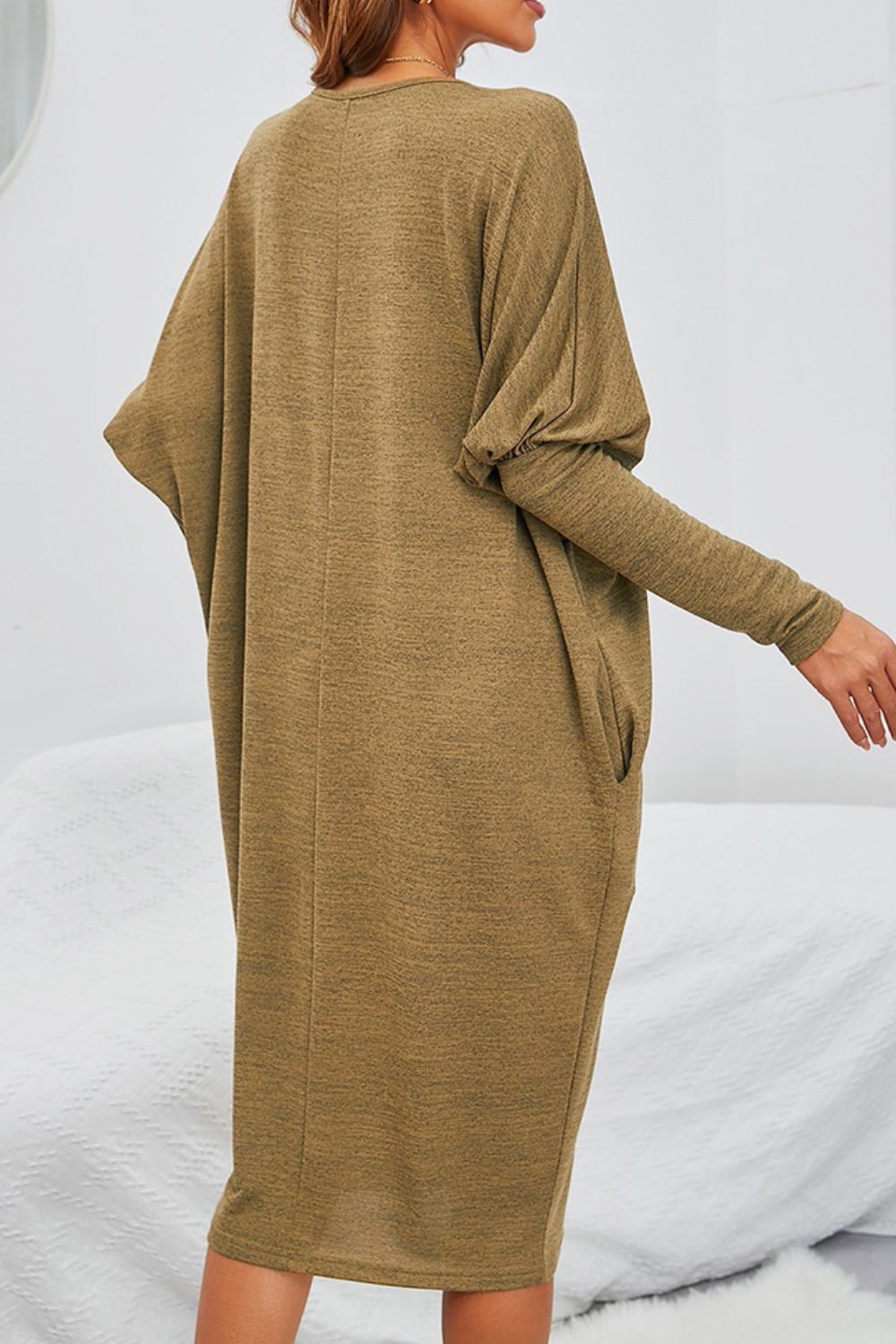 Round Neck Dolman Sleeve Dress