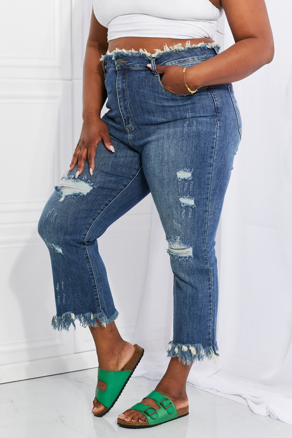 RISEN Full Size Undone Chic Straight Leg Jeans