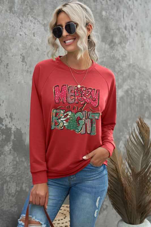 MERRY AND BRIGHT Graphic Sweatshirt