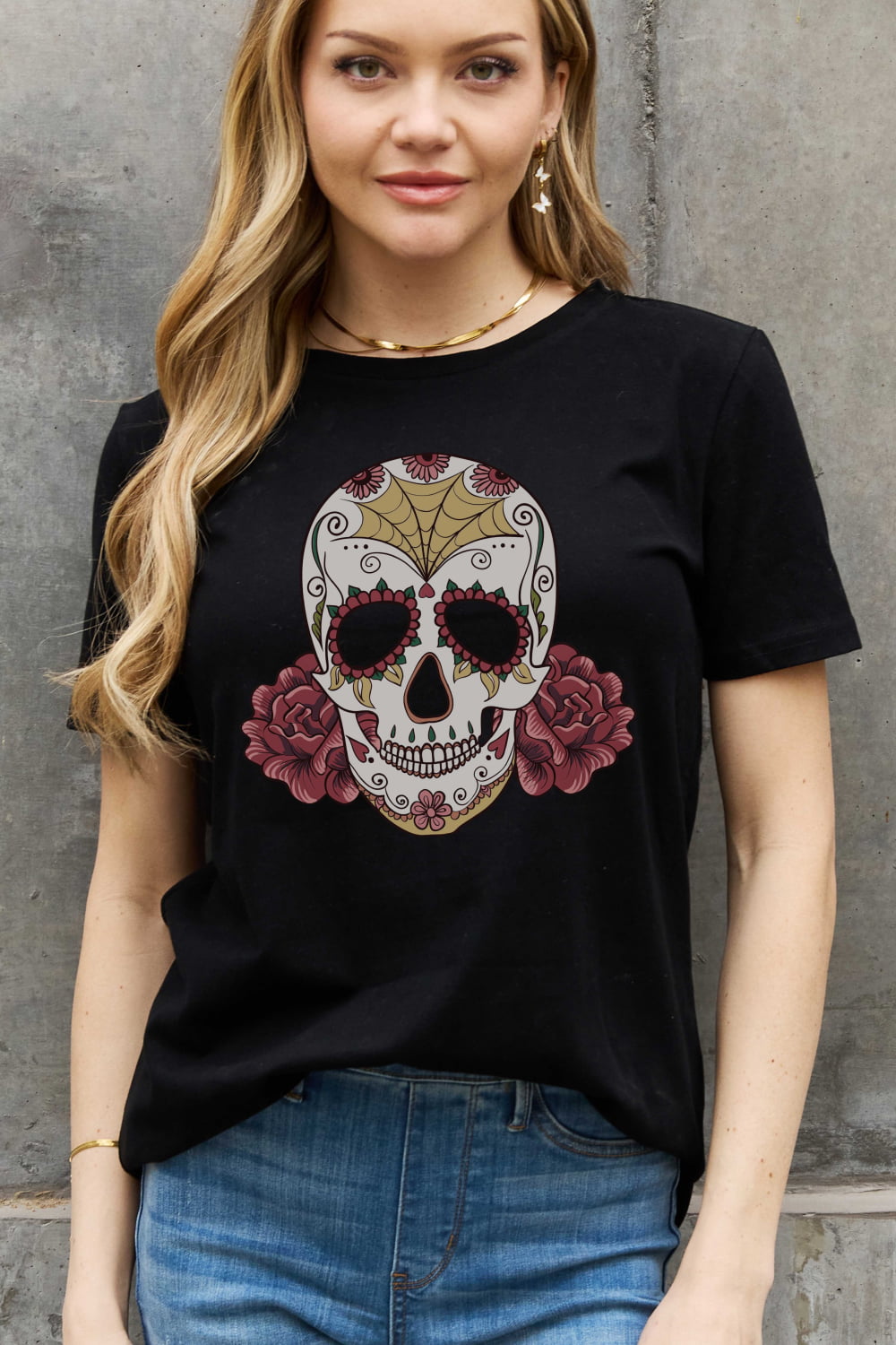 Simply Love Full Size Skull Graphic Cotton Tee