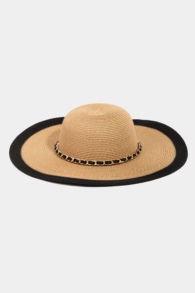 Fame Chain Black Trim Straw Hat