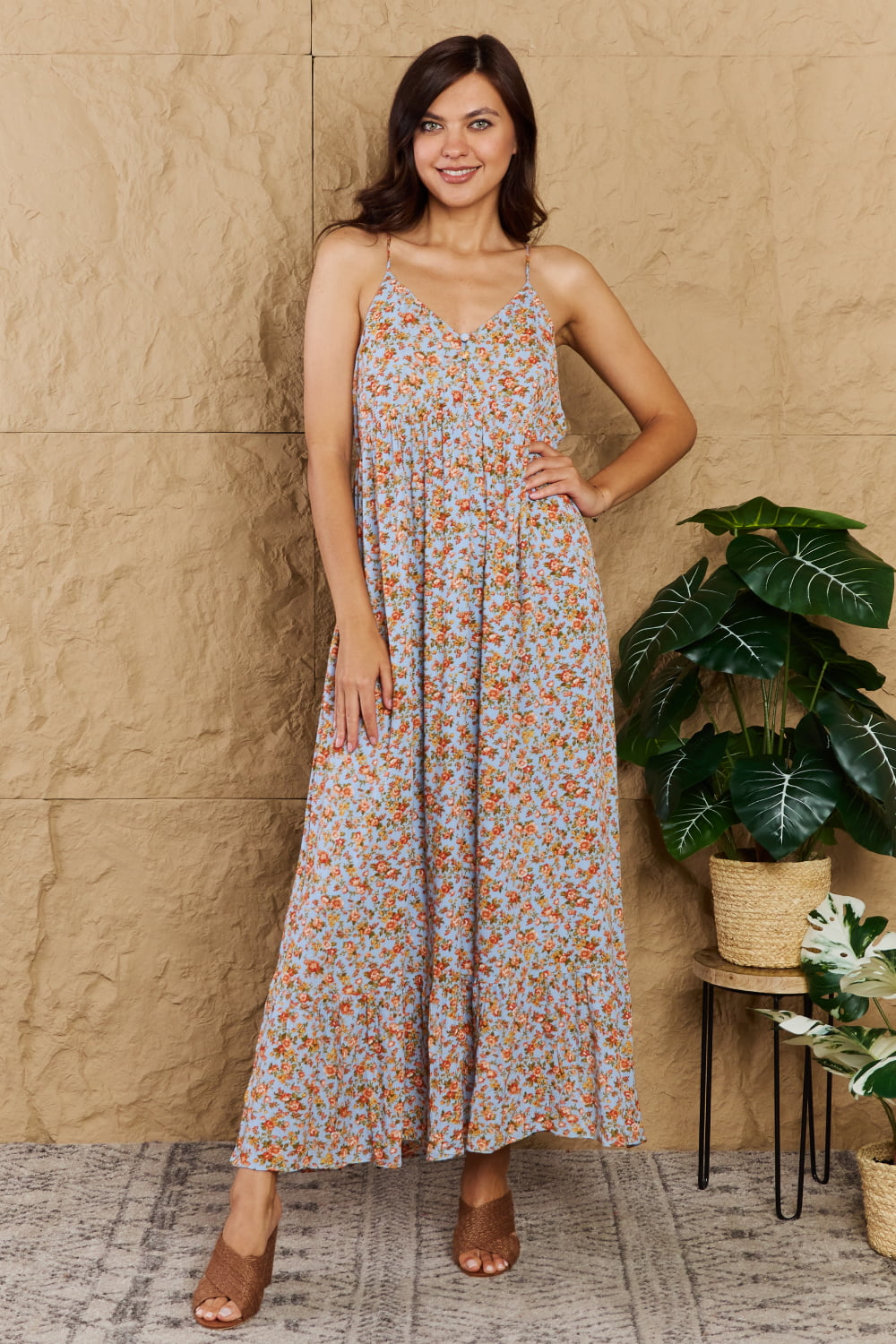 HEYSON Take Your Chances Full Size Floral Halter Neck Maxi Dress