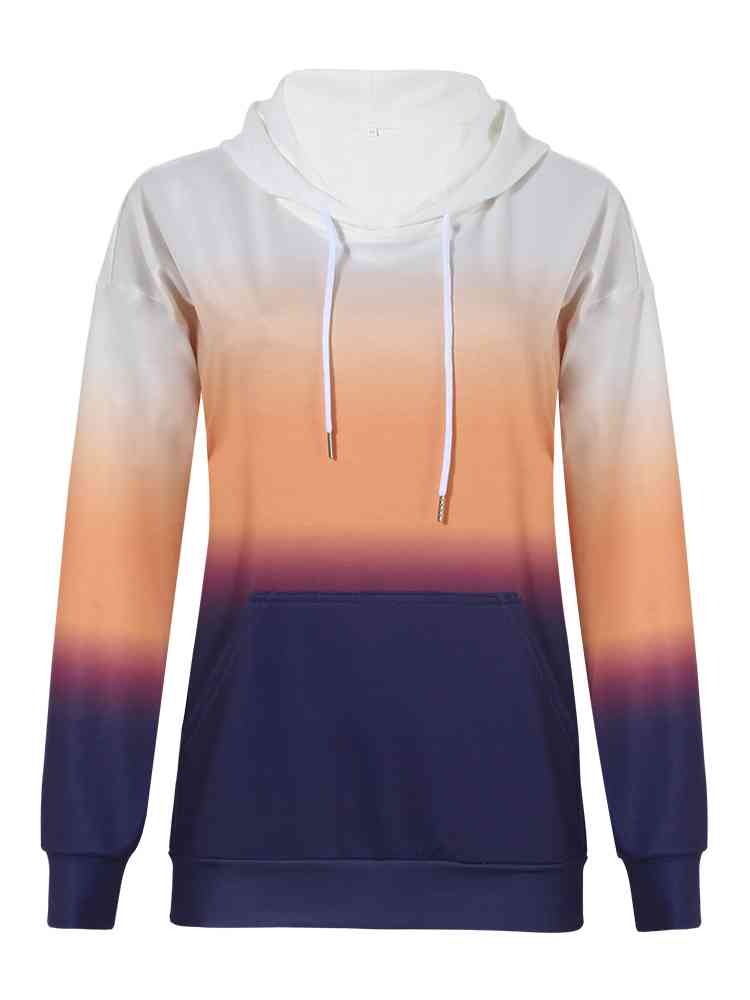 Gradient Drawstring Long Sleeve Hoodie