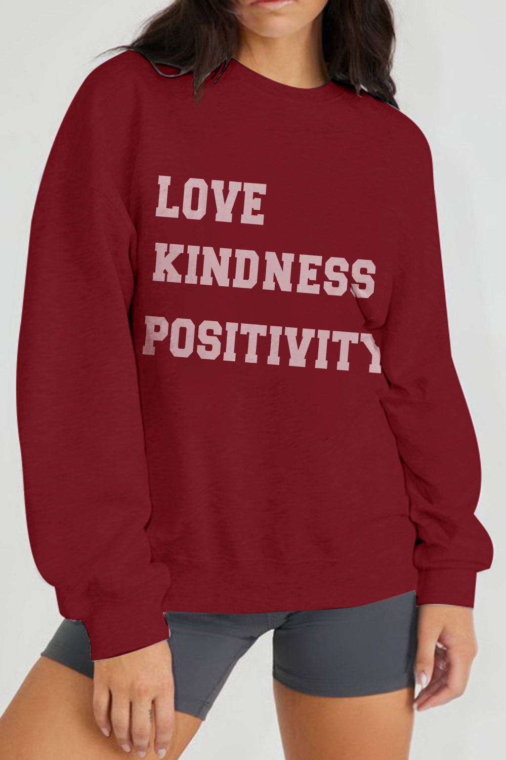 Simply Love Full Size LOVE KINDNESS POSITIVITY Graphic Sweatshirt