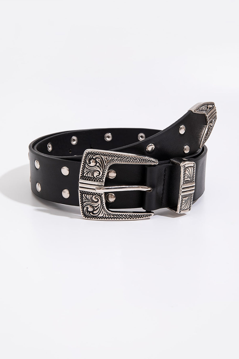 Double Row Studded PU Leather Belt