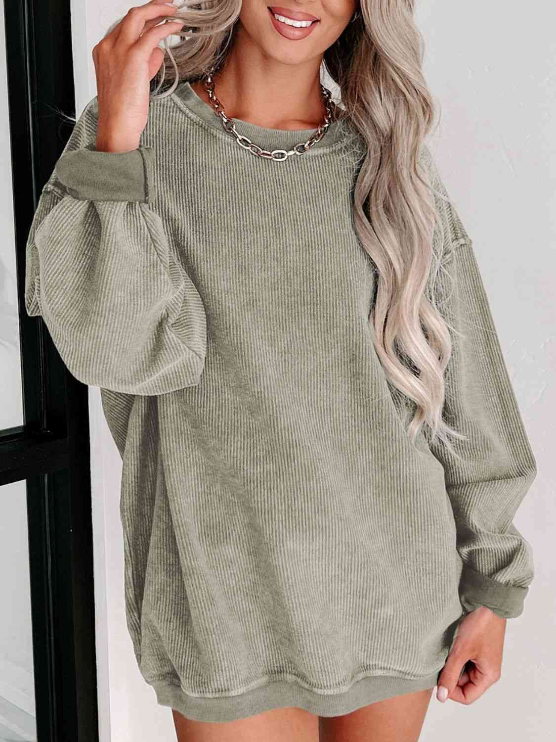 Round Neck Dropped Shoulder Sweatshirt