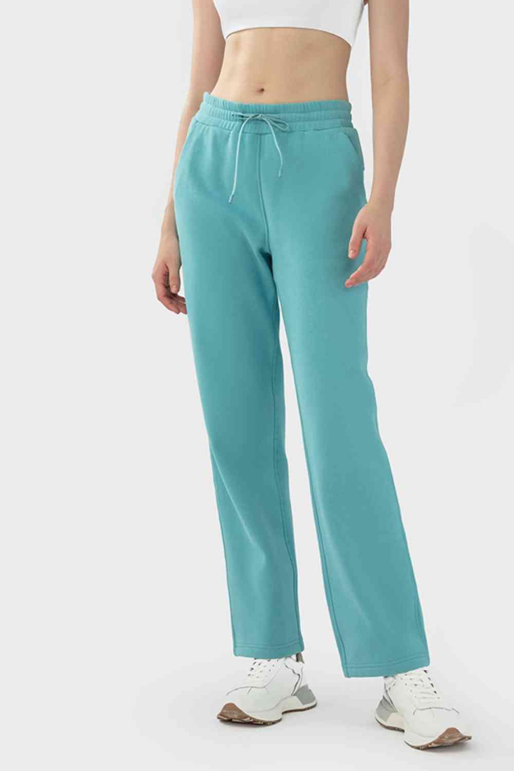 Drawstring Waist Sports Pants with Pockets