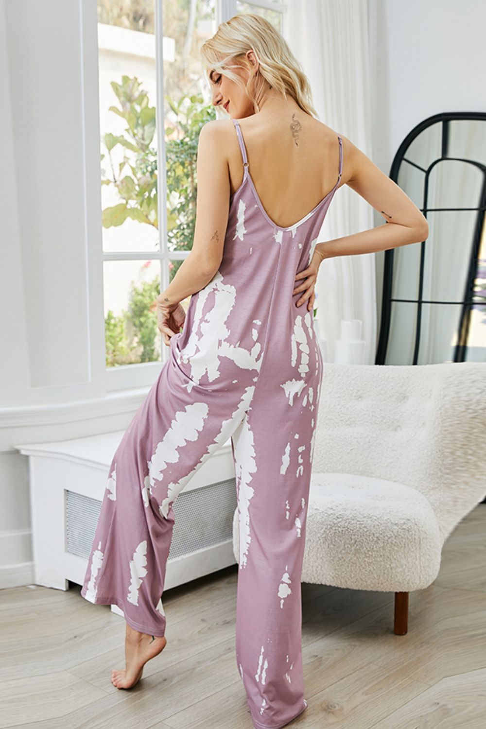 Romper Tie-Dye Spaghetti Strap Jumpsuit with Pockets