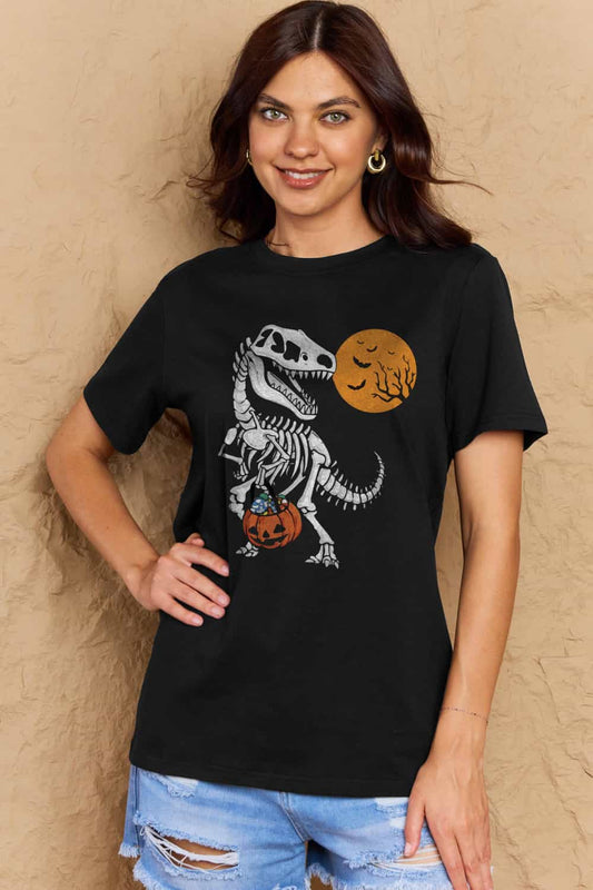 Simply Love Full Size Dinosaur Skeleton Graphic Cotton T-Shirt