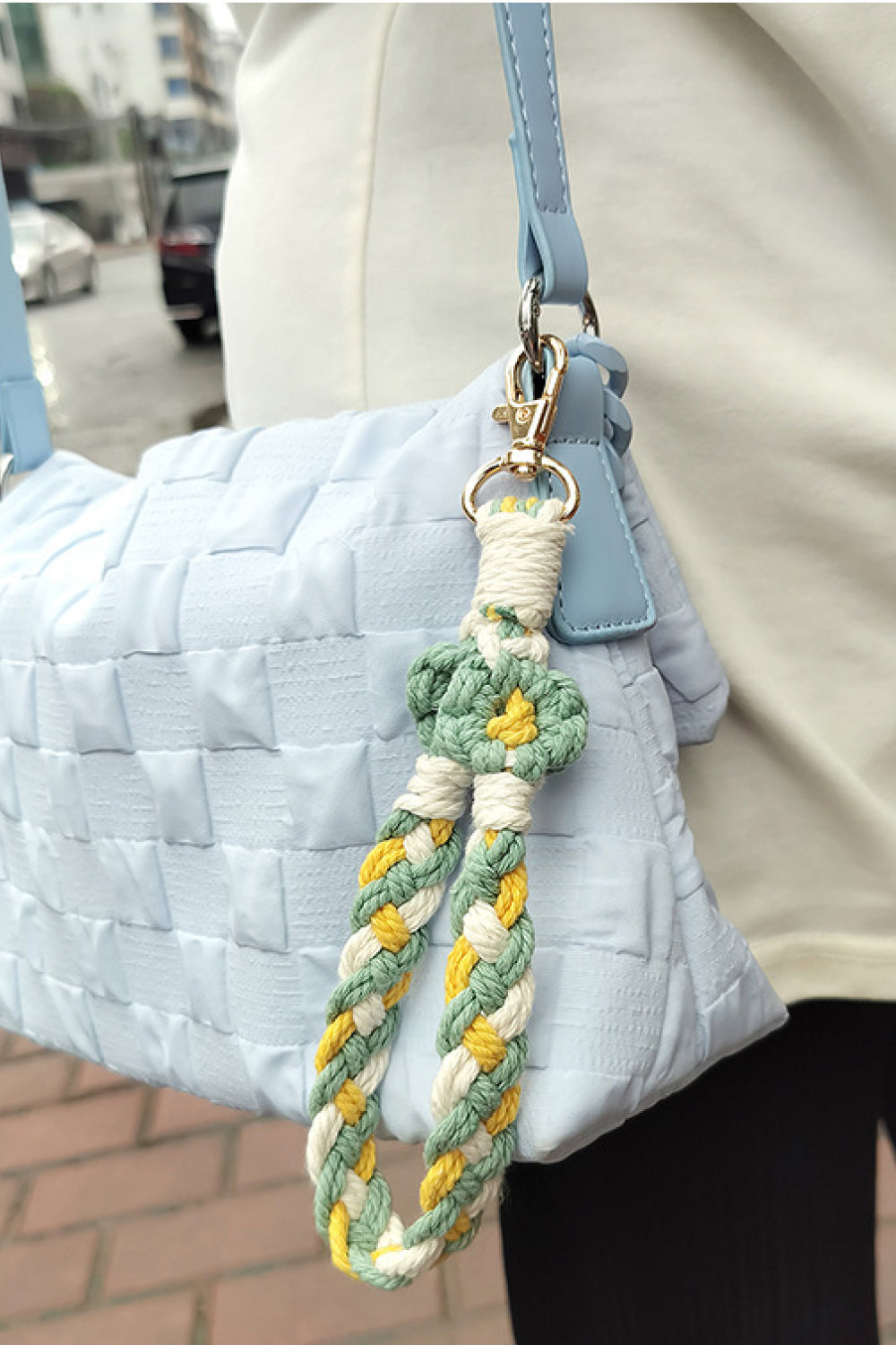 Floral Braided Wristlet Key Chain