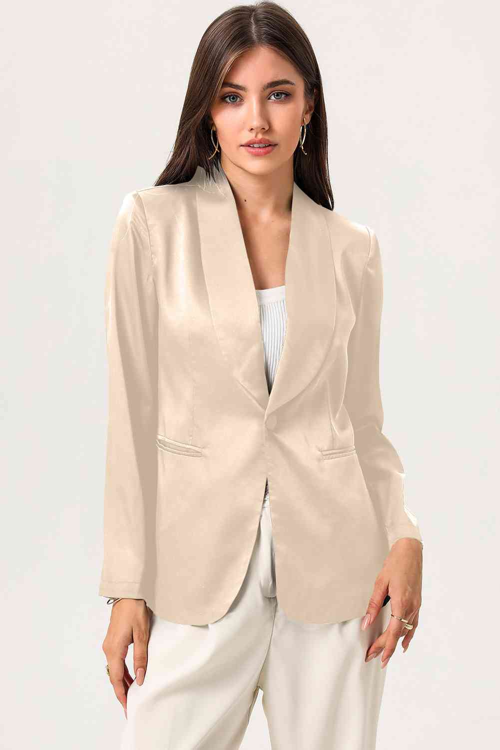 Long Sleeve Shawl Collar Blazer